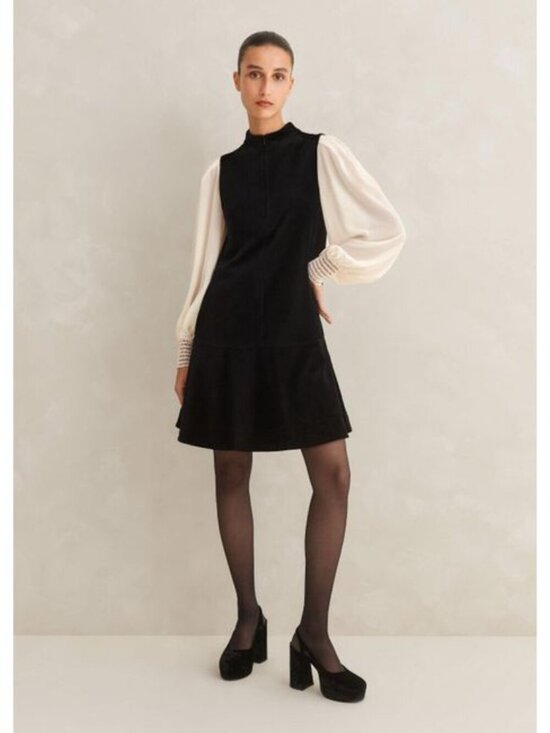 ME+EM Dresses & Skirts - ME+EM Women's Black Sleeveless High Neck Stretch Velour Swing Dress Sz 12 NEW